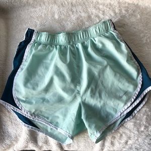 Nike Dri-Fit Shorts Mint Green with Blue trim (XS)